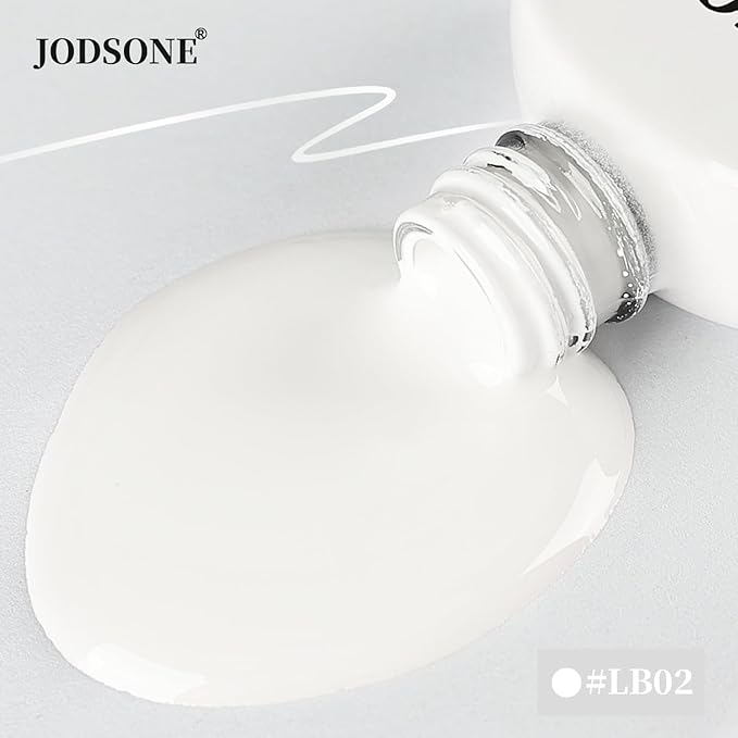JODSONE White Swirl Nail Art Liner Gel Polish,10ml Classic Color 3D Nail Art Pens Effect Nail Print Design with Thin Brush for French Tips Manicure Painting DIY at Home - LB02