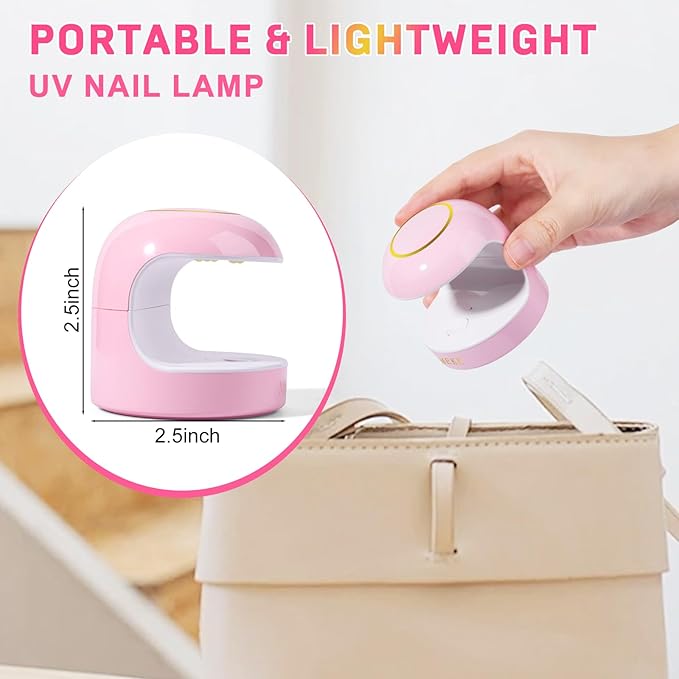 MEKK Mini UV Light for Gel Nails,18W Cordless Single Finger UV LED Nail Lamp,Portable Small Professional Flash Cure Lamp for Detail Work,Compact Design for Beginners,Travel,Home-Pink