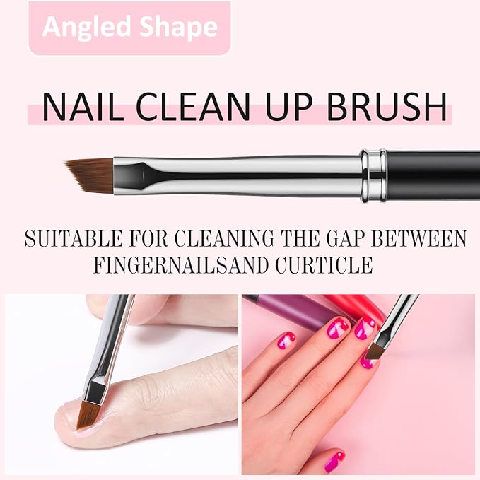 JASSINS Nail Clean Up Brushes,4PCS Gel Polish Nail Brushes Manicure Tools,For Nail Art Design Pen Painting DIY and Cleaning Nail Polish Mistakes on the Cuticles (BLACK)
