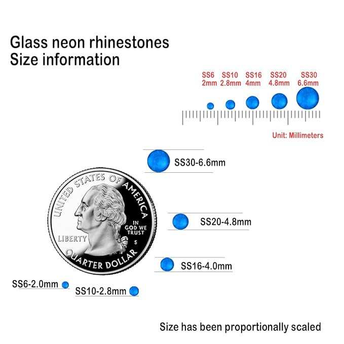 Flatback Glass Rhinestones,Bedazzler Gems 1440pcs Non Hotfix Crystal Rhinestones for Nail Charms Crafts Clothes Tumblers,Blue Neon,SS16