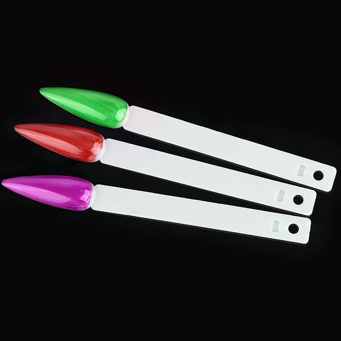 160 Pcs Plastic Nail Swatch Sticks Stiletto Nail Swatches Sample Sticks Nail Color Display Sticks with Metal Rings