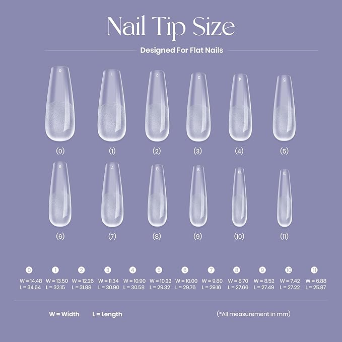 Tipex Instant Apex Gel Nail Tips Kit – 500pcs Pre-Etched Sculpted Long Coffin Acrylic Nail Tips, Thicker Full Cover Press-On Nails for Flat Nails, 30g/1.06oz UV Nail Glue Included