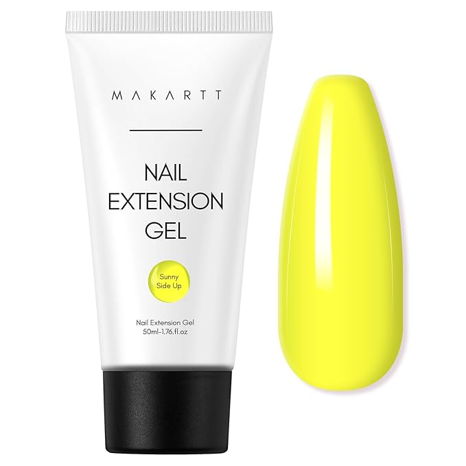 Makartt Poly Nail Gel-50ML Bright Yellow Hema-Free Strong Builder for Extension Overlay Strengthener 3D Diy, Multifunctional, Long-lasting for Nails French Manicures Home Salon-Sunny Side Up