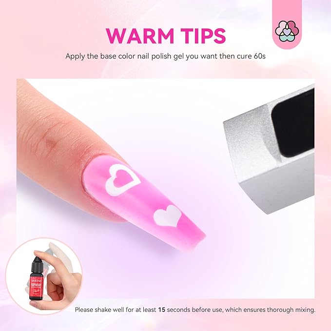 SAVILAND Airbrush Gel Nail Polish Hema-Free: Dilution-Free 12 Vitality Colors Airbrush for Nails Set Non-Acetone with Fine Mist Nail for Spray French & Ombre Nail Polish Nail Art Design Salon Kit