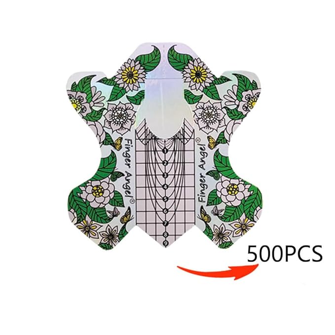 500Pcs Long Size Nail Extension Forms Laser Color Acrylic Nail Extension Sticker, Poly Gel Sticker,Nail Extension Forms,Self-Adhesive Nail Tips Guide Stencil Manicure Tool