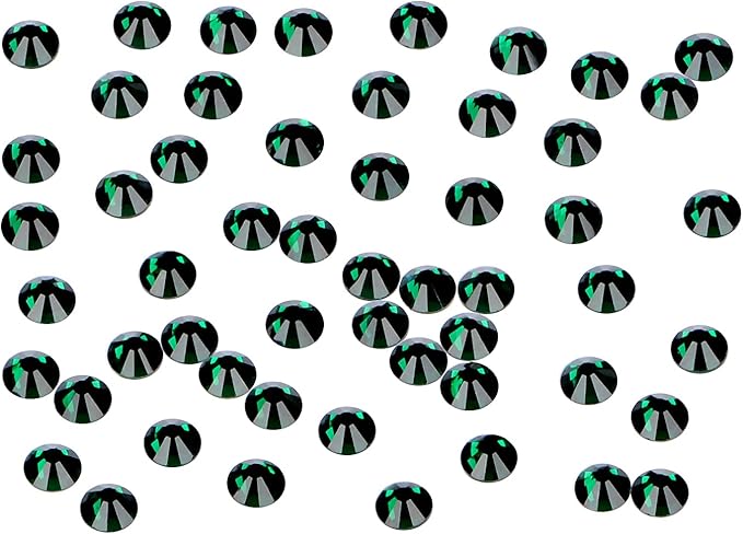 2880PCS Art Nail Rhinestones Non Hotfix Glue Fix Round Crystals Glass Flatback for DIY Jewelry Making with one Picking Pen (ss5 2880pcs, Emerald)