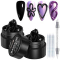 Solid Builder Gel Kit, 2PCS Black 3D Sculpting Gel Non-Sticky Hand Carving Gels with Silicone Pen Hard Gels for Nails Molding 3D Flowers Nail Design Manicure Salon Supplies