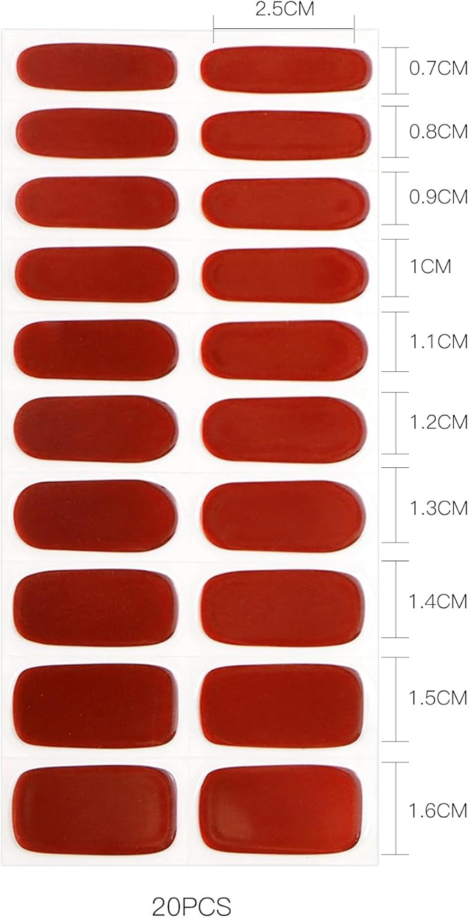 JMEOWIO Gel Nail Stickers Dark Red Semi Cured Gel Nail Strips Wraps UV/LED Nails Art Design Decoration Accessories