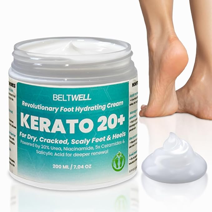 Kerato20+ Urea 20% Intense Foot Hydrating Cream Deep Hydration for Healthy, Smooth Feet. Restores Extremely Dry, Swollen, Cracked Skin, Softens Thick, Scaly Areas, and Breaks Down Calluses