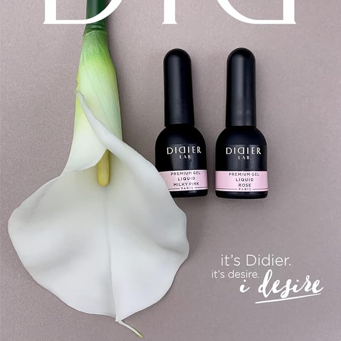 Didier Lab - Premium Gel Liquid Milky Pink - Builder Gel in a Bottle - Nail Extension for up to 5mm - Viscous - Easy Application - Suitable for Beginners - For UV Lamp – French Manicure – Pink Colour