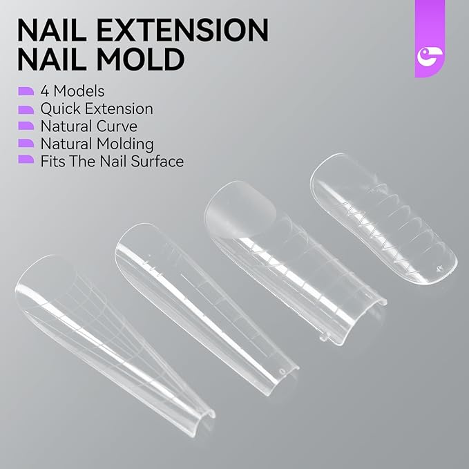 Gelike EC Dual Forms for Extension: 96 Pcs Color Nail Form, 4 Style 12 Size Nail Forms For Builder, Half Matte Gel Forms For Manicure Art Design Salon Diy