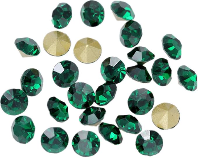 1440pcs Rhinestones Round Point Back Crystal Gem Glass Diamante Rhinestones Nail Art Decoration Jewelry Finding Beads Craft Gems (Dark Green, 4mm)