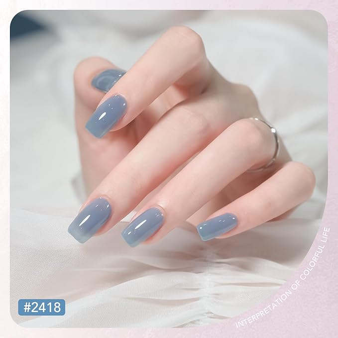 GAOY Mizzle Gel Nail Polish, Jelly Milky White Blue Gray Purple, Sheer Gel Polish Kit for Salon Manicure and Nail Art DIY at Home