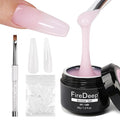 Milky Pink Builder Nail Gel Kit, 1.23 Oz Baby Pink 3 in 1 Extension Gel Set With Clear Nail Tips Model and Brush