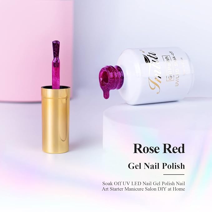 Imtiti Glitter Gel Nail Polish, 1 Pc 0.5 fl oz Sparkly Vanessa Red Wine, DIY Gel Nail Design for Salon Manicure, Christmas Decoration