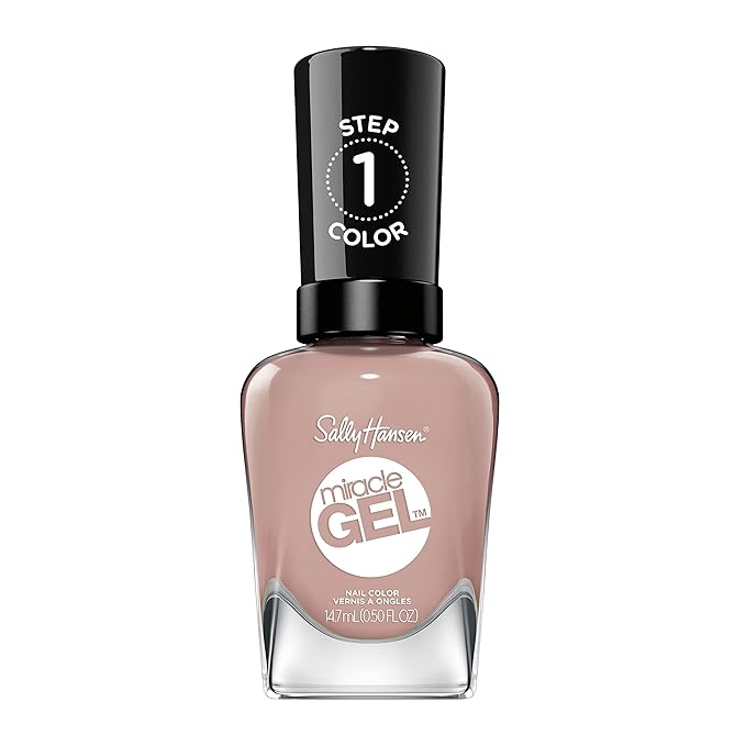 Sally Hansen Miracle Gel Salon Quality Nail Polish | Gel-Like Formula, Two-Step System, No UV Light Needed, Long Lasting | Opaque | 235 Love at First Flight | Muave Nude Nail Polish