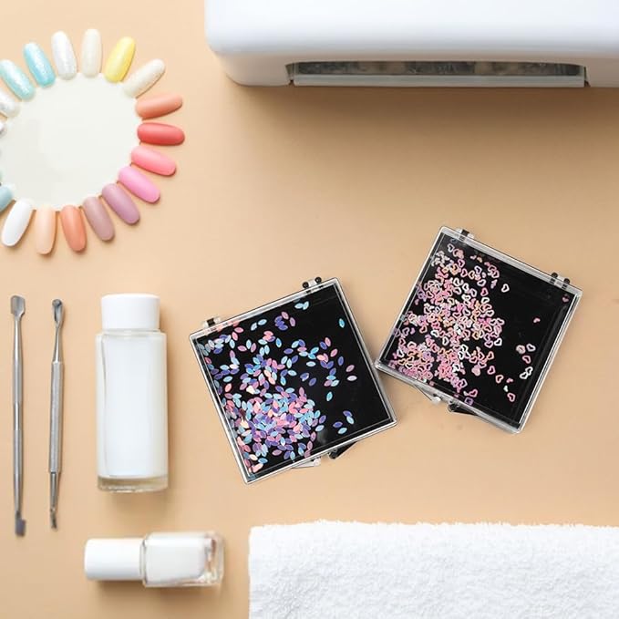 Press On Nail Storage Box Set 15PCS Fake Nail Container Packing Box With Adhesive Double Sided Tape, Storage Pad for Nail Art Storage (Not Include Press On Nail)