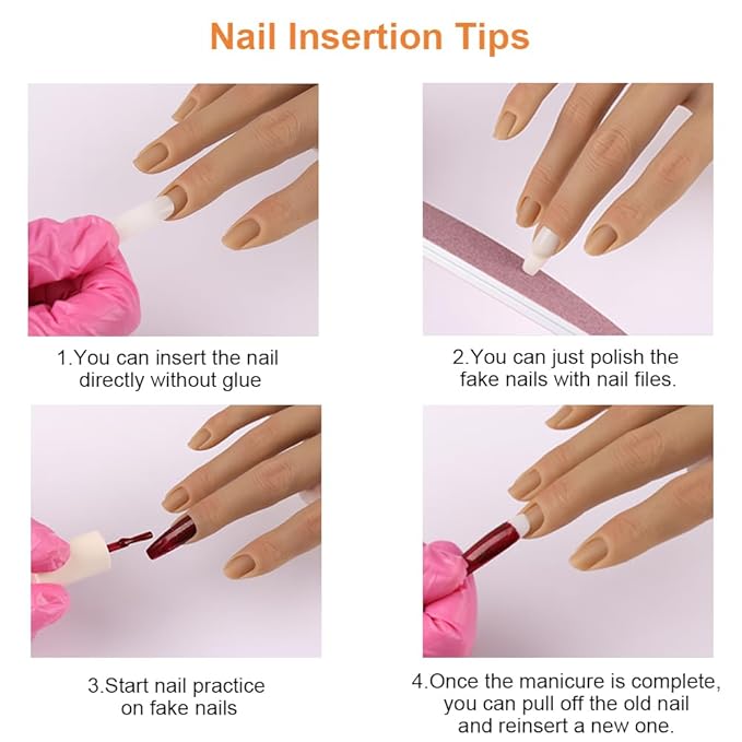 Practice Hand for Acrylic Nails with Stand Bracket, Silicone Fake Hands to Practice Fake Nails Mannequin Hand for Nails Practice and Nail Art Color2 Single Left Hand