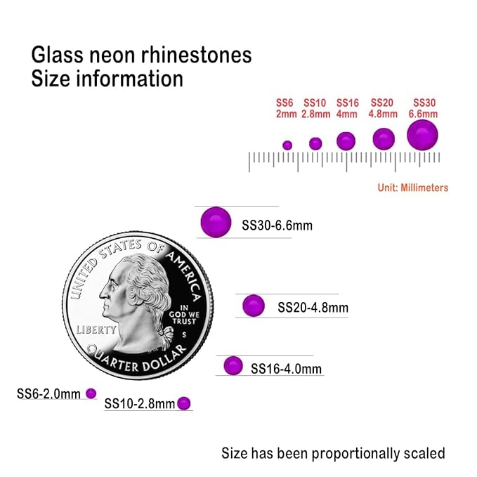 Flatback Glass Rhinestones,Bedazzler Gems 288pcs Non Hotfix Crystal Rhinestones for Nail Charms Crafts Clothes Tumblers,Dk.Amethyst Neon,SS30