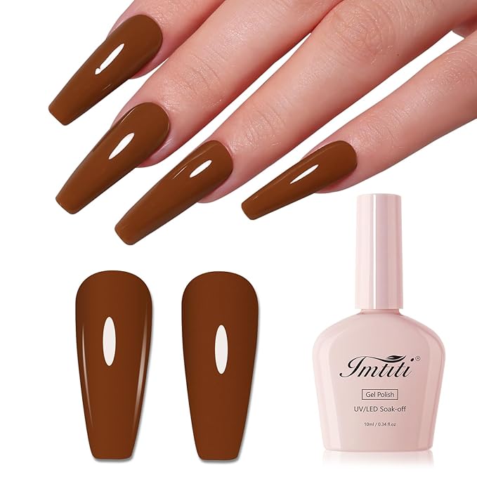 Imtiti 10ml Brown Gel Nail Polish Long Lasting Soak Off UV Led Fall Gel Polish Salon DIY at Home Gift for Women 1Pcs
