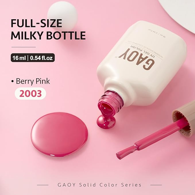 GAOY Pink Gel Nail Polish, 16ml Soak Off Gel Polish, UV Light Cure for Nail Art DIY Manicure at Home, 2003 Berry Pink
