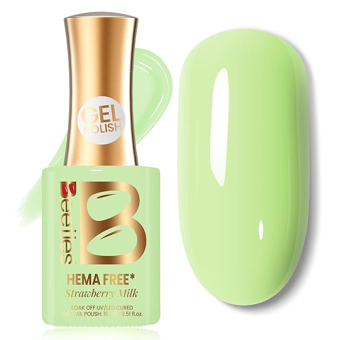 Beetles Green Gel Nail Polish - Matcha Mousse 15ML, Hema Free Pastel Green Gel Polish, Same Color Same Bottle, Soak Off UV LED Lamp Pastel Nails Art, Manicure Salon Spring Nails for St Patricks Day