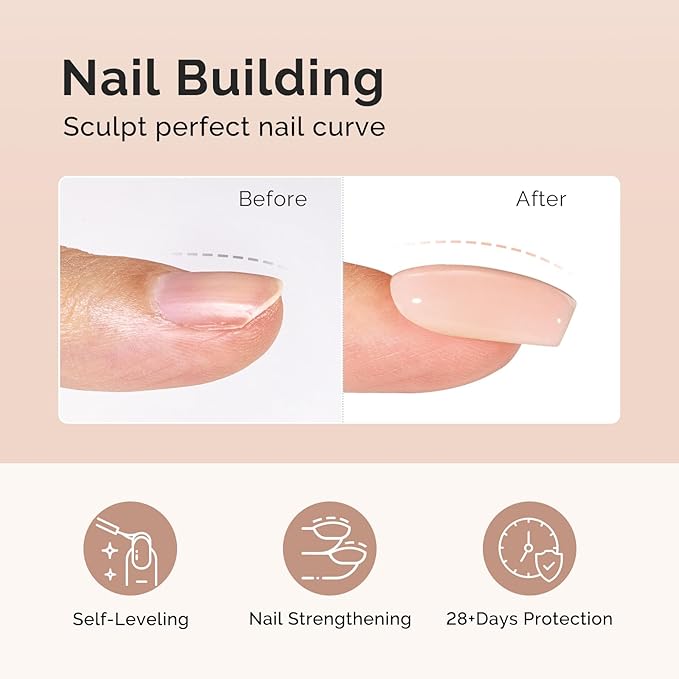 MelodySusie Hema Free Nude Builder Nail Gel for Nails Thickening, 0.5 Fl Oz, Soak Off UV Extension Gel, Nail Art Design Salon DIY Manicure at Home for Women H1407