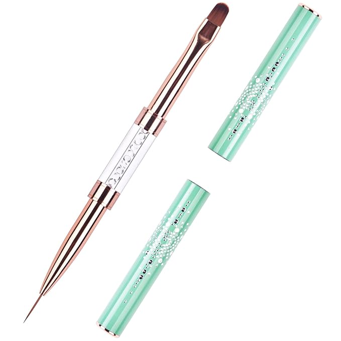 1Pcs Dual-ended UV Builder Gel Nail Brush Rhinestone Handle Nail Art Liner Brush Polygel Hard Gel Nail Brushes