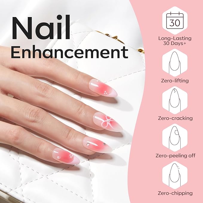modelones Builder Nail Gel Polish Set, Base Colors 8-in-One Jelly Nude Pink Clear Builder Nail Gel for Nails Strengthener Hard Extension Rubber Lamp Cured 6 Colors