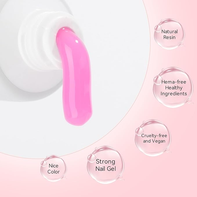 Makartt Poly Nail Gel Set - 6 Colors Kit Strong Builder for Extension Overlay Strengthener 3D Diy, Multifunctional, Long-lasting for Nails French Manicures Home Salon 15ML Clear White 4 Pink Shades