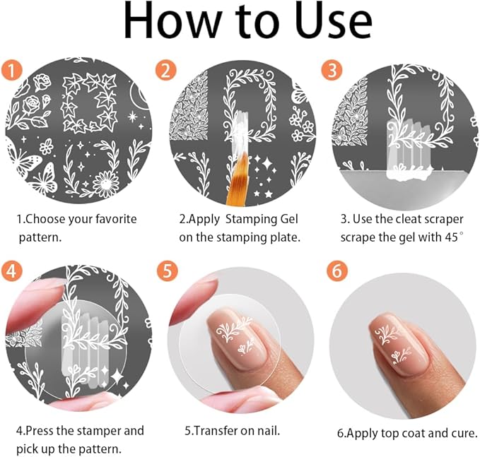 PH PandaHall 3pcs Angel Fairy Nail Stamping Plate Flower Border Nails Art Templates Butterfly Rose Plants Manicure Art Stencils Moon Star Nail Image Plates for Women Manicures Salon Print Design