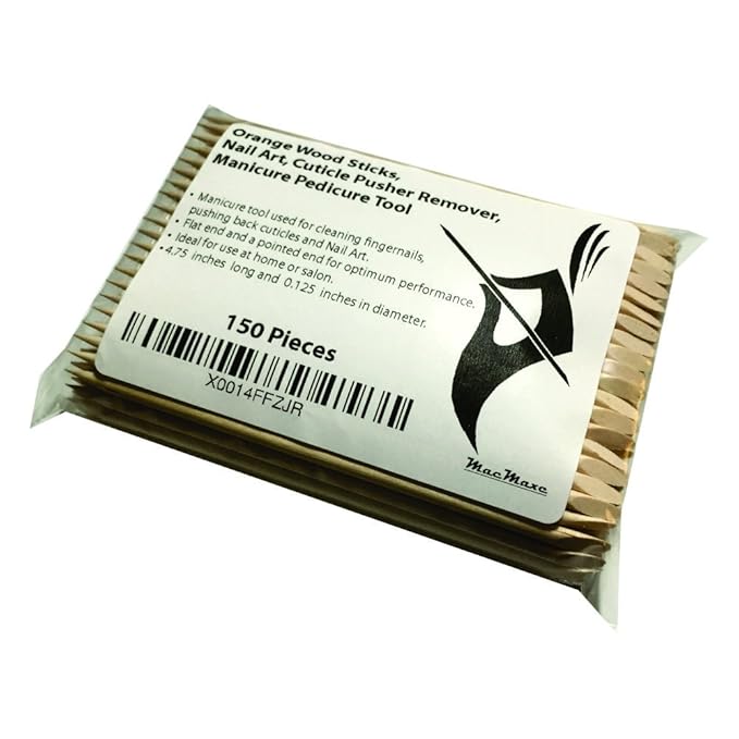 Orange Wood Sticks, Nail Art, Cuticle Pusher Remover, Manicure Pedicure Tool (150 Pieces)