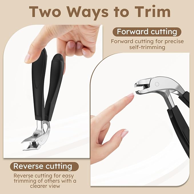 Upgrade Big Long Handled Toenail Clippers for Thick Nails for Seniors, Slanted Angled Head Large Toe Nail Clippers with Catcher, Wide Opening Sharp Precision Finger Nail Cutter for Men Women