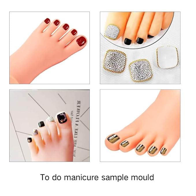 AORAEM Practice Fake Foot Flexible Movable Soft Silicone Fake Foot Tool for Nails Training Display Pink