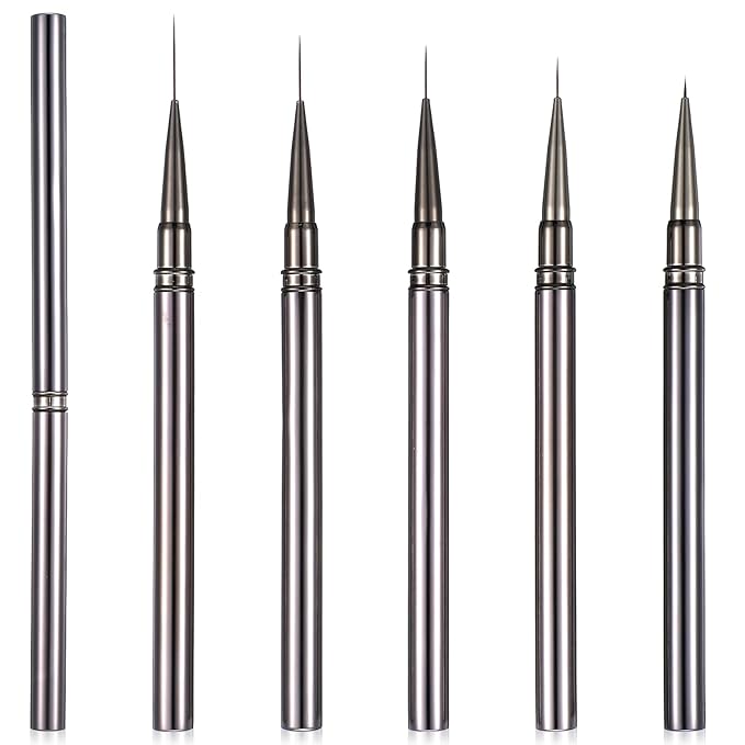 Sibba Nail Art Liner Brushes Set 5PCS Professional Detail Nail Art Pens for Gel Polish Metal Nano Nails Files Acrylic Painting Nails Tool for Long Lines Thin Details Fine Line Drawing Beginner Artists