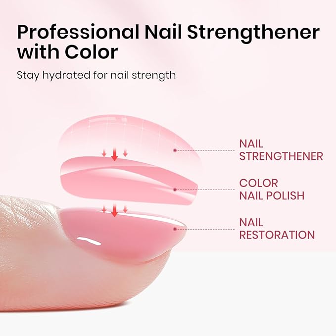 Pink Regular Nail Polish Non Gel, Quick Dry Finger Nail Lacquer Glossy Salon Manicure DIY at Home 0.54 fl.oz