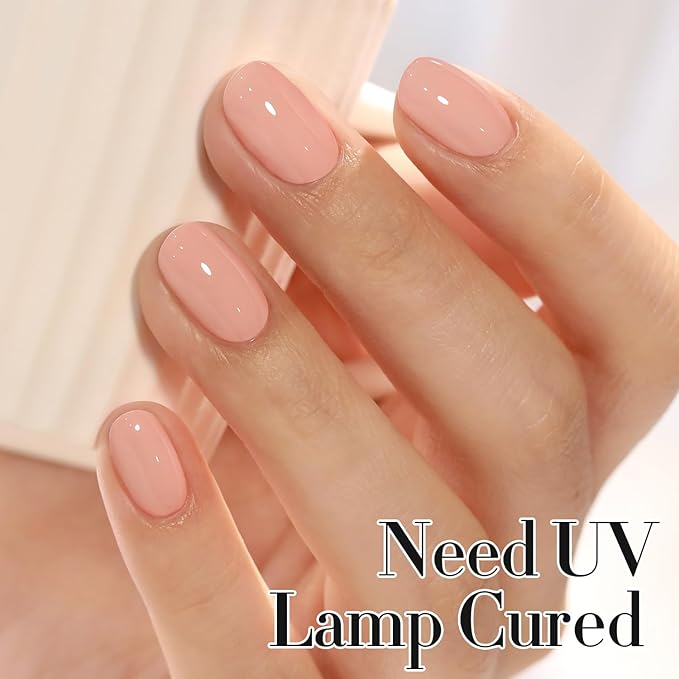 Double Rhythm 0.50 OZ Gel Polish Hema Free Same Color Same Bottle Golden Round Translucent Neutral Natural Milky 15 ML Jelly UV Polish Art DIY at Home (Nude-C1333)