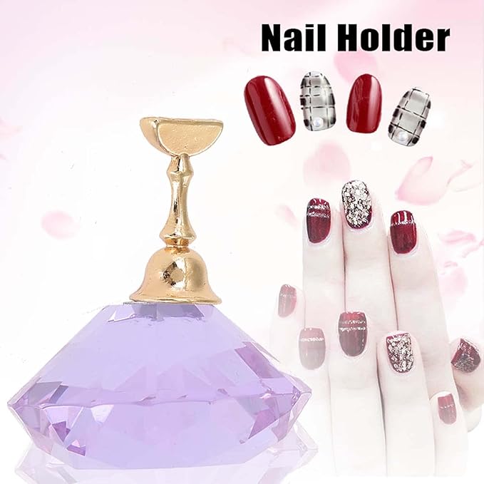 Semme Crystal Nail Stand,Nail Art Tip Holder Display Stand, Magnetic Alloy Nail Tips Stand Base for Salon DIY and Practice Manicure Tools()