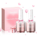 Beetles Gel Base and Top Coat Set Valentines Limited, 2Pcs 15ml No Wipe Top Coat Gel Nail Polish & Strong Adhesion Base Coat Long Lasting UV Lamp Needed Nail Art Design Manicure Gifts for Women