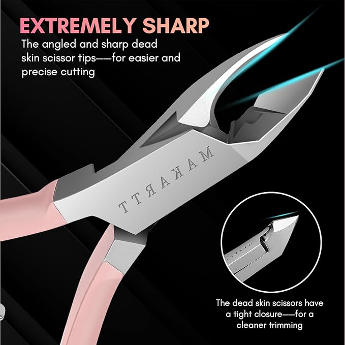 Makartt Rechargeable Nail Drill 30000RPM Portable Electric E File Malory Acrylic Nail Gel Polish Remover Bundle with Cuticle Nippers, Pink Cuticle Trimmer Extremely Sharp Full Jaw Cuticle Cutter