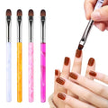 SILPECWEE 4PCS Oval UV Gel Nail Brush Set, Acrylic Nail Art Brush Nail Paint Pen Nail Clean Up Brushes Cleaning Mistake Polish On Cuticles Acetone Resistant Nail Design Manicure Tool