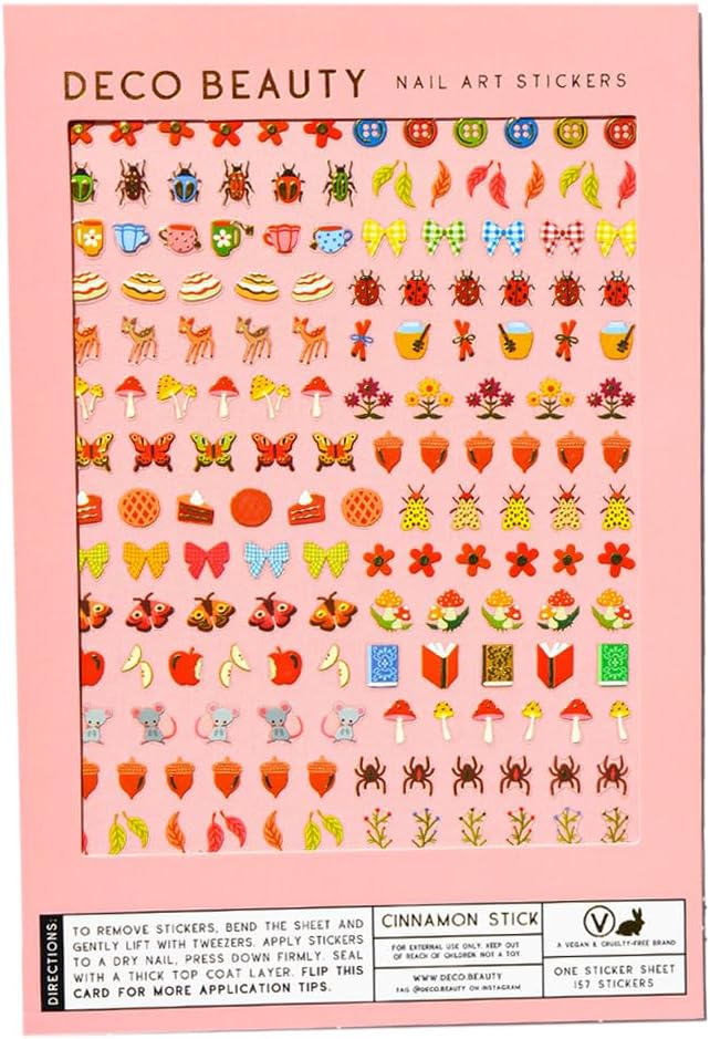 Deco Beauty Cinnamon Stick -Super Thin & Easy-to-Apply Nail Art with The Cutest Designs-Durable & Long-Lasting Nail Art Stickers and Decals for Women, for DIY at-Home Manicures & Salon-Quality Nails