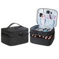 Nail Polish Organizer- Holds 30 Bottles Nail Supply Organizers and Storage Double-layer Nail Bag Organizer Case Nail varnish Organizer Nail Polish Storage Bag with Handle (Black-a)