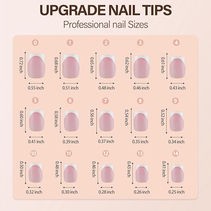 150Pcs French Gel Nails, Vansiho French Tip Press on Nails Pink, Short Square Soft Gel Nails, Acrylic Fake Nails for Nail Art DIY 15 Sizes