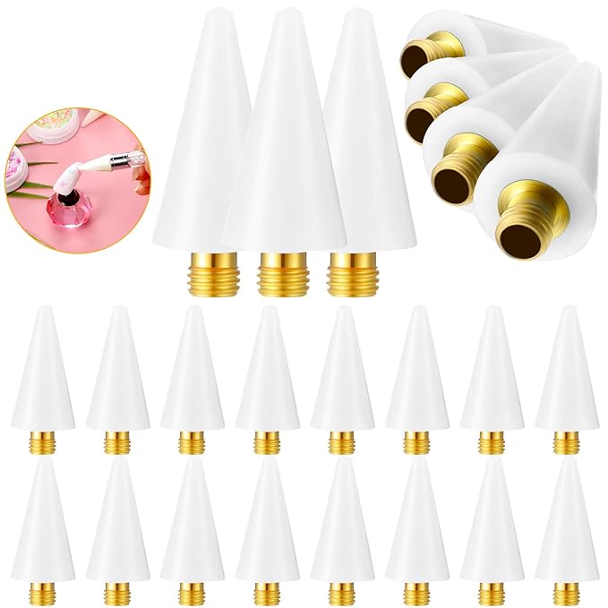 Blulu 16 Pcs Wax Head Tips Rhinestone Picker Tool Rhinestones Replacement Diamond Painting Tips for Nail Dotting Pen to Pick up Nail Gem Jewelry, Wax Head Accessories(White)