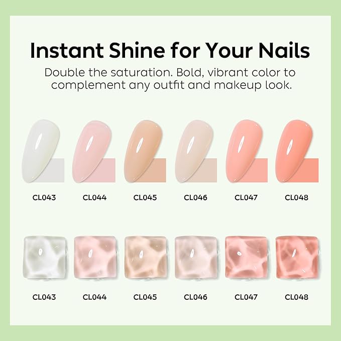 Luxbon 5 IN 1 Rubber Base Color Gel Nail Polish Set, 6 Colors Apex Building Self-leveling Nude Gel Polish Pink Peach Nail Polish Neutral Sheer for Nails UV LED Soak Off Gifts for Women Kit 008