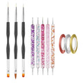 Nail Art Tool, 5 Pcs Nail Dotting Pens, 3 Pcs Nail Brushes and Nail Liner Pens, 3 Pcs Nail Art Striping Tape Lines, Nail Art Design Tools