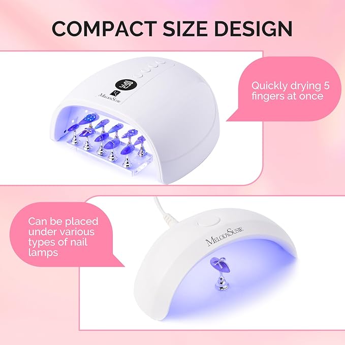 MelodySusie Nail Stand for Press Ons, Big Transparent Acrylic Magnetic Base for Practice Painting Display with Brush Holder and 100 Pcs Reusable Double-Sided Tape for Home DIY Salon Supplies