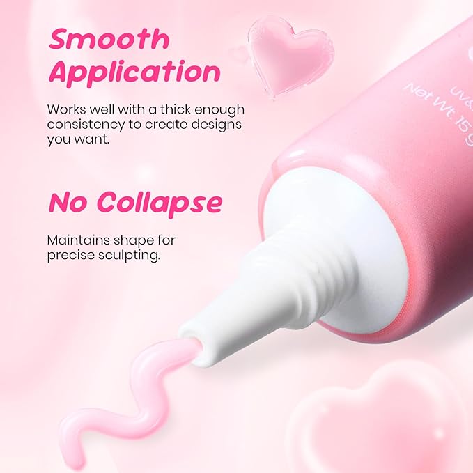 Beetles Pink 3D Nail Sculpting Gel for 3D Gel Nail Art, 15ml Professional Pink Sculpt Gel Easy One-Step Shaping No Wipe U V/LED Cure for DIY Salon Gifts for Women