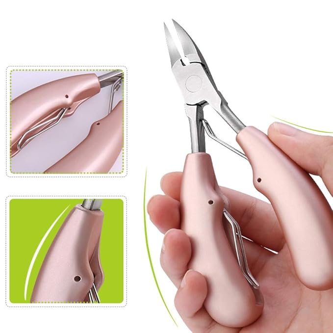 Nail Clippers for Ingrown/Thick Toenail Surgical Grade Stainless Steel Sharp Blades with Soft Ergonomic Handles for Easy Grip Best Nail Clipper & Pedicure Tool (Rose Gold)
